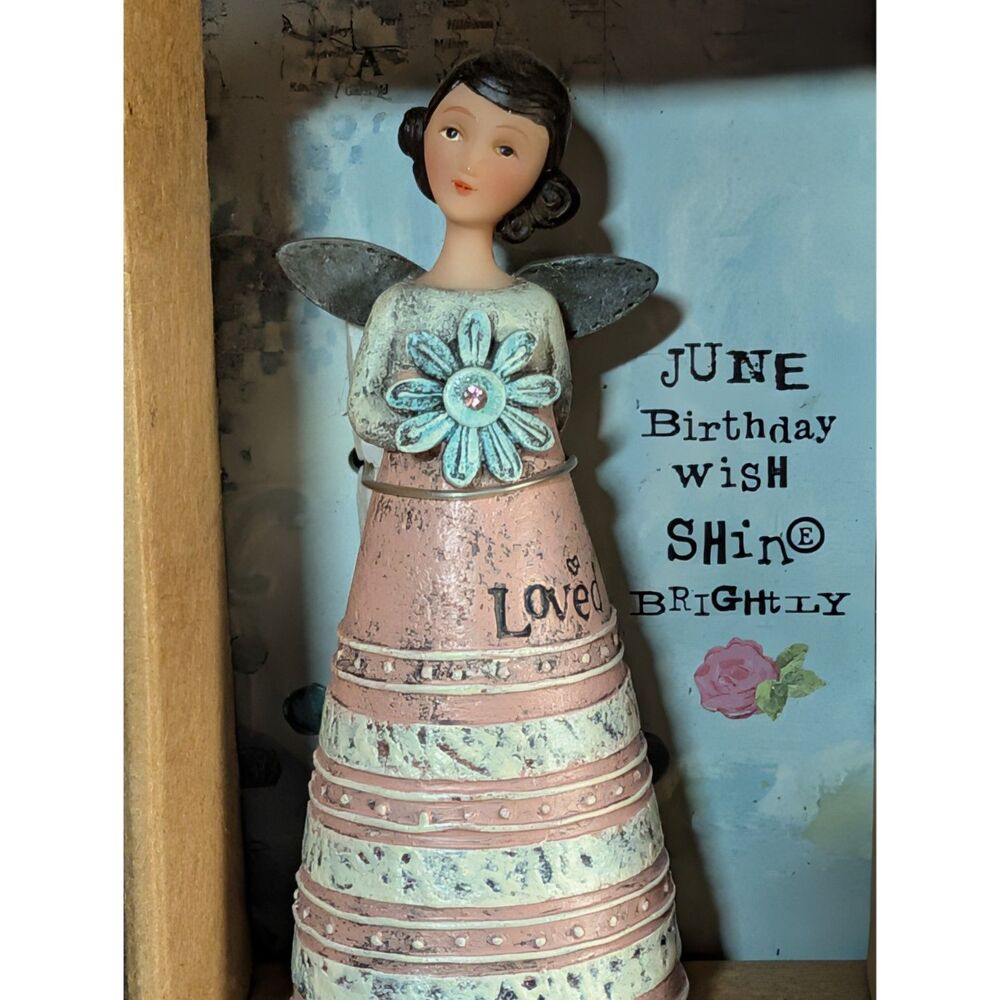 Kelly Rae Roberts June Birthday Wish Angel Figurine Loved Shine Brightly Box